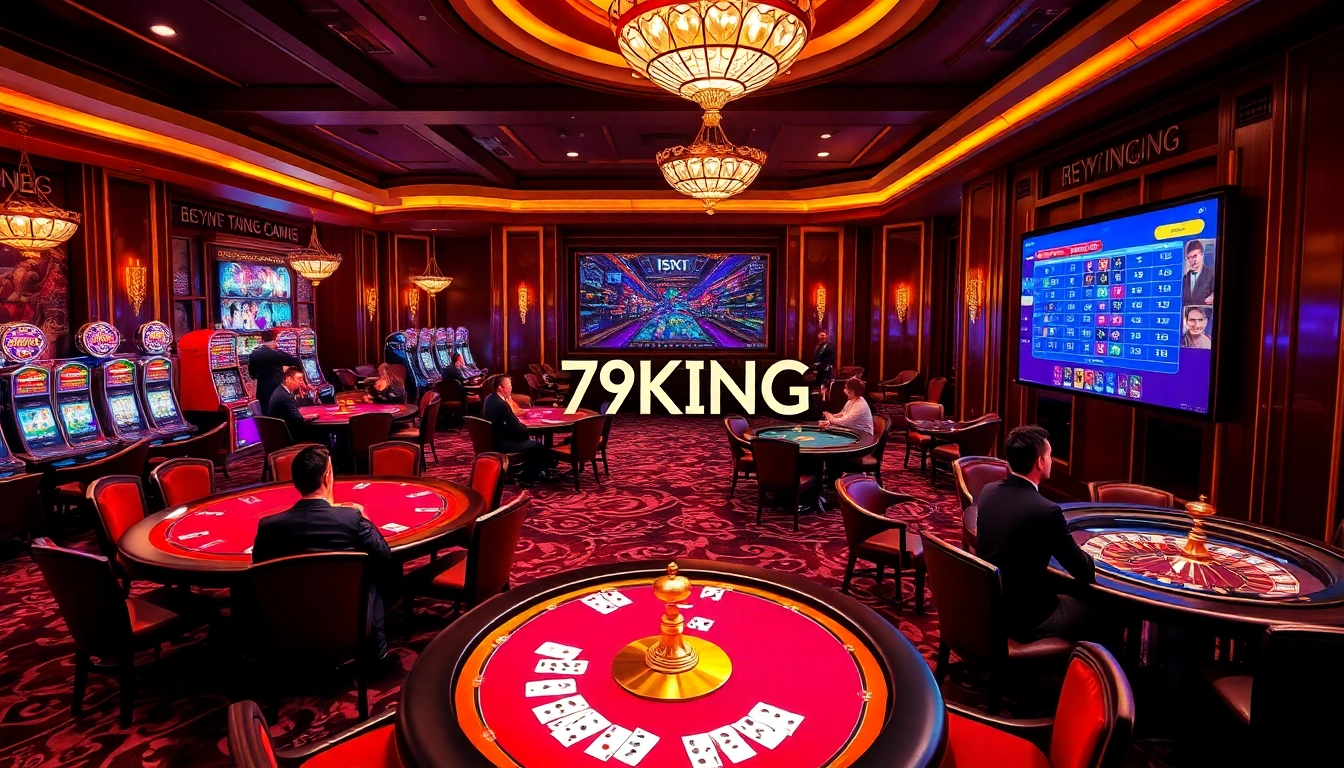 Experience the excitement of 79KING in a luxurious casino setting with high-stakes games and vibrant visuals.