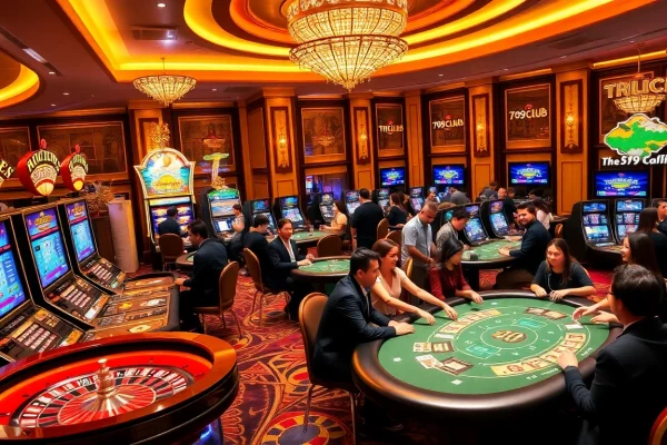 Engage in exciting gameplay at tại 789club with vibrant casino visuals, showcasing thrilling games and dynamic players.