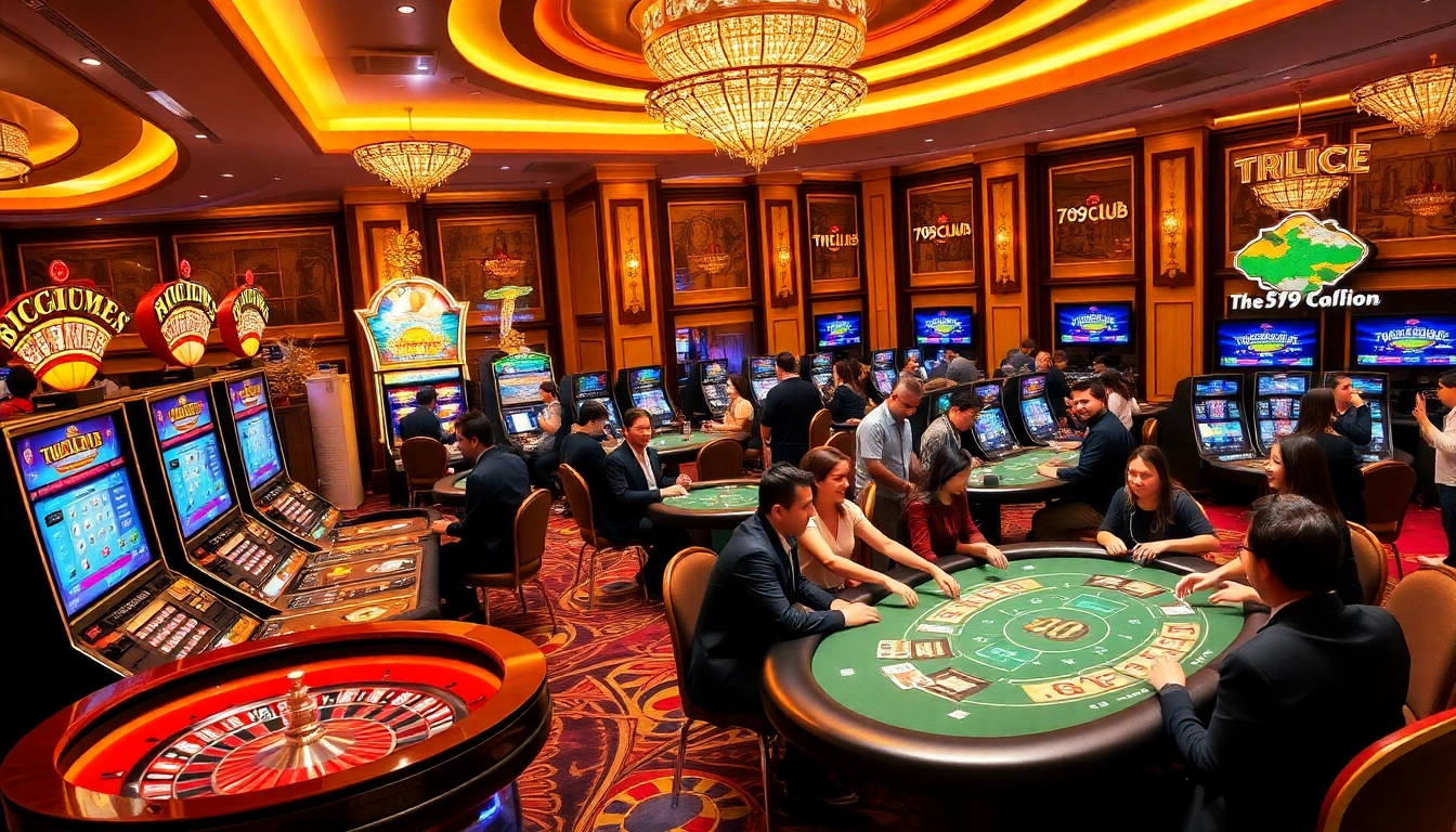 Engage in exciting gameplay at tại 789club with vibrant casino visuals, showcasing thrilling games and dynamic players.