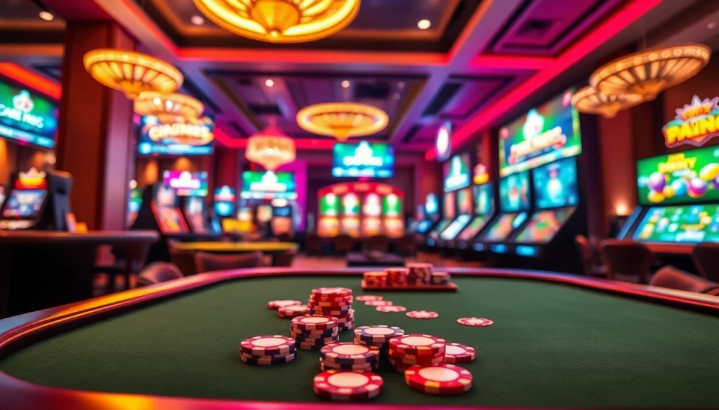 Online kaszinó játékosok szórakoznak egy színes játékasztalnál.