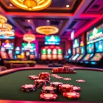 Online kaszinó játékosok szórakoznak egy színes játékasztalnál.