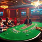 Players engaging in thrilling blackjack gameplay at an upscale casino promoting https://789cluber.com/.