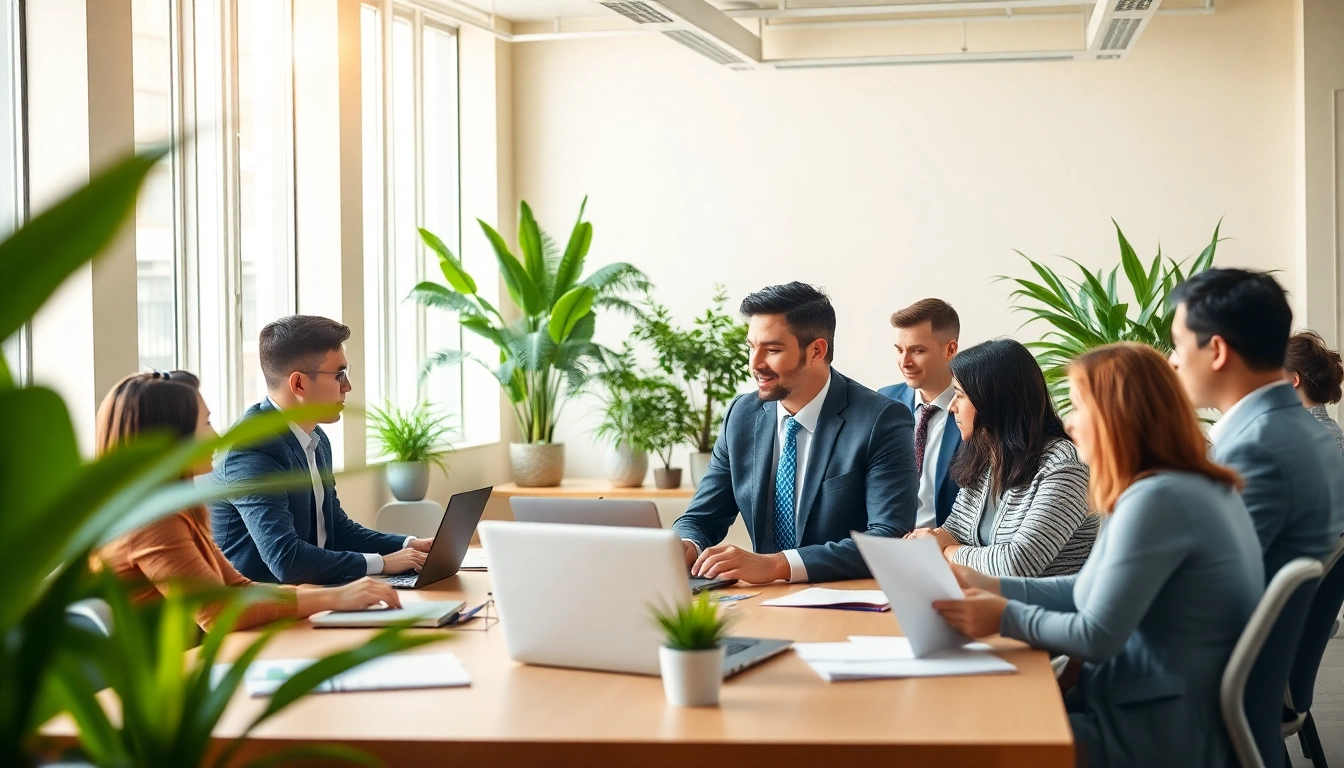 Headhunter Schweiz in einem dynamischen Büroumfeld, wo Fachleute zusammenarbeiten.