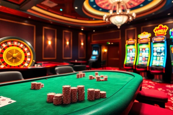 Players enjoy poker and roulette in a luxurious casino scene featuring CM888 branded elements.